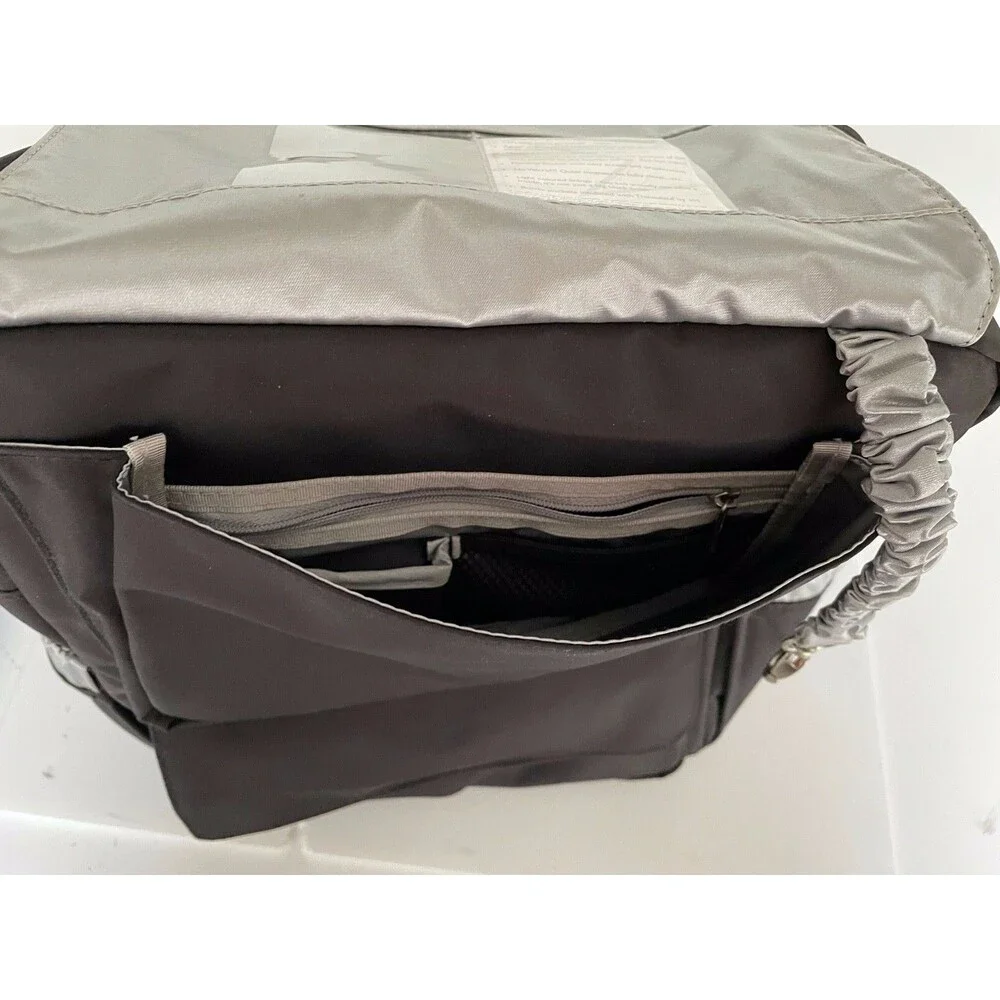 JuJuBe Black & Silver Diaper Bag Backpack with Changing Pad 11